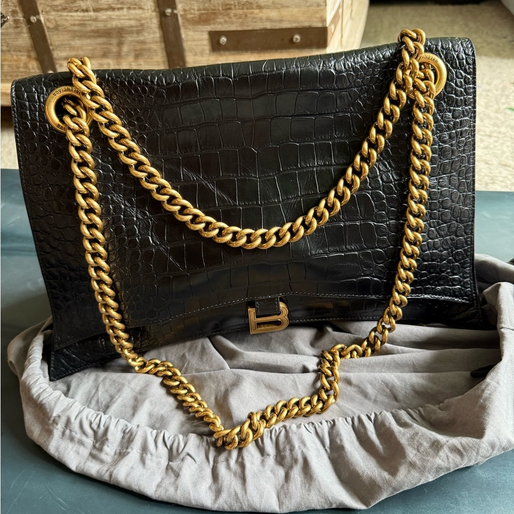 Balenciaga crush crocodile chain bag